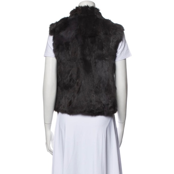 Adrienne Landau genuine rabbit fur vest in charcoal gray. - Picture 3 of 13